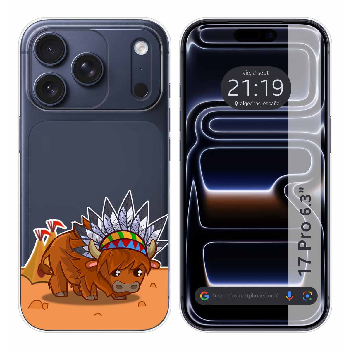 Funda Silicona Transparente para Iphone 17 Pro (6.3) diseño Bufalo Dibujos