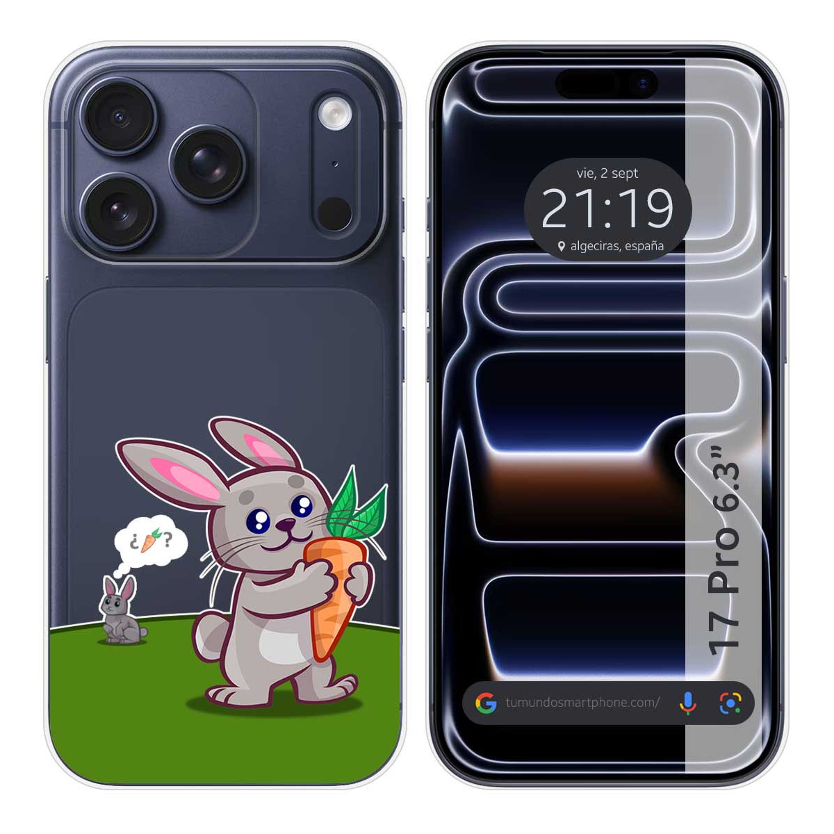 Funda Silicona Transparente para Iphone 17 Pro (6.3) diseño Conejo Dibujos