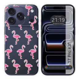 Funda Silicona Transparente para Iphone 17 Pro (6.3) diseño Flamenco Dibujos