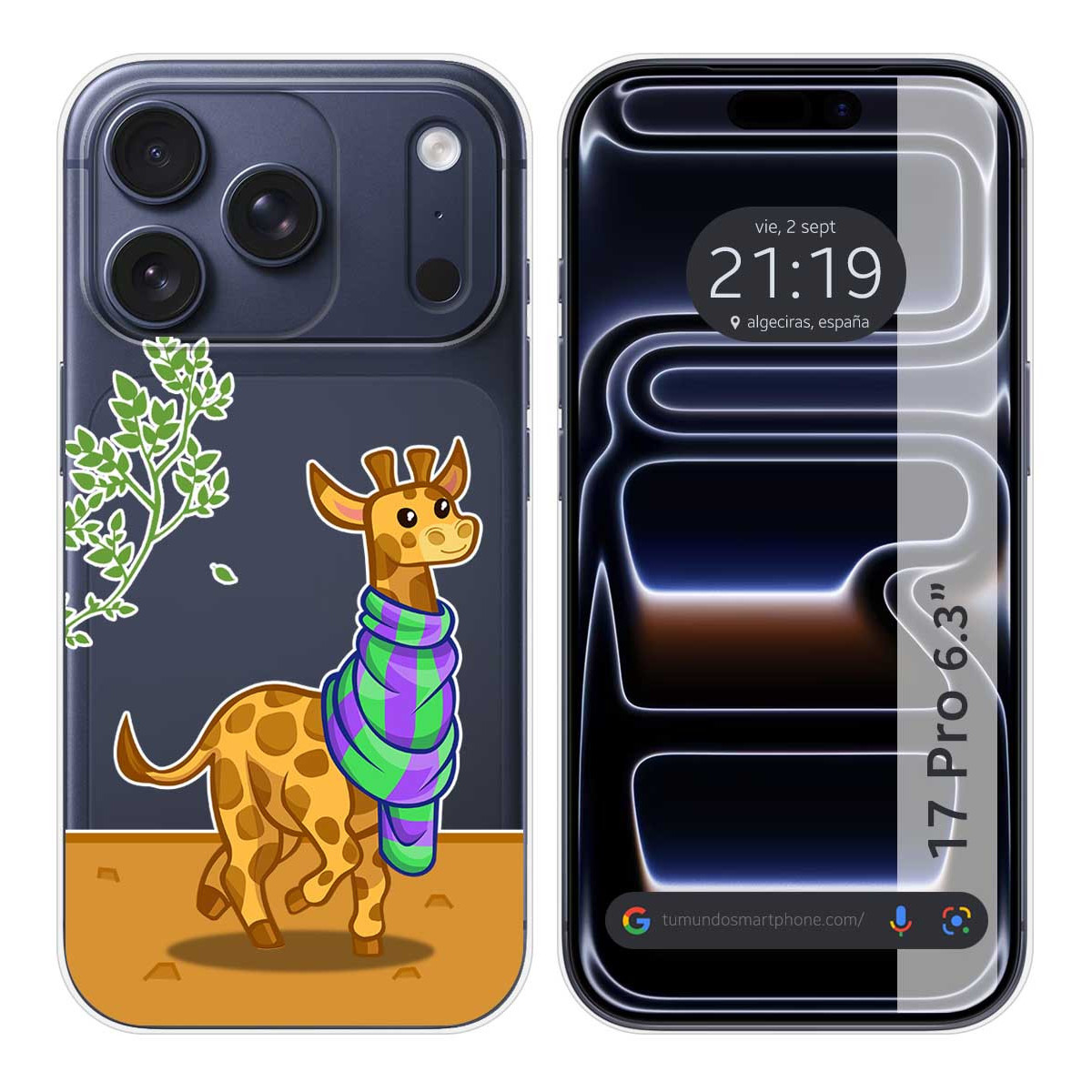 Funda Silicona Transparente para Iphone 17 Pro (6.3) diseño Jirafa Dibujos