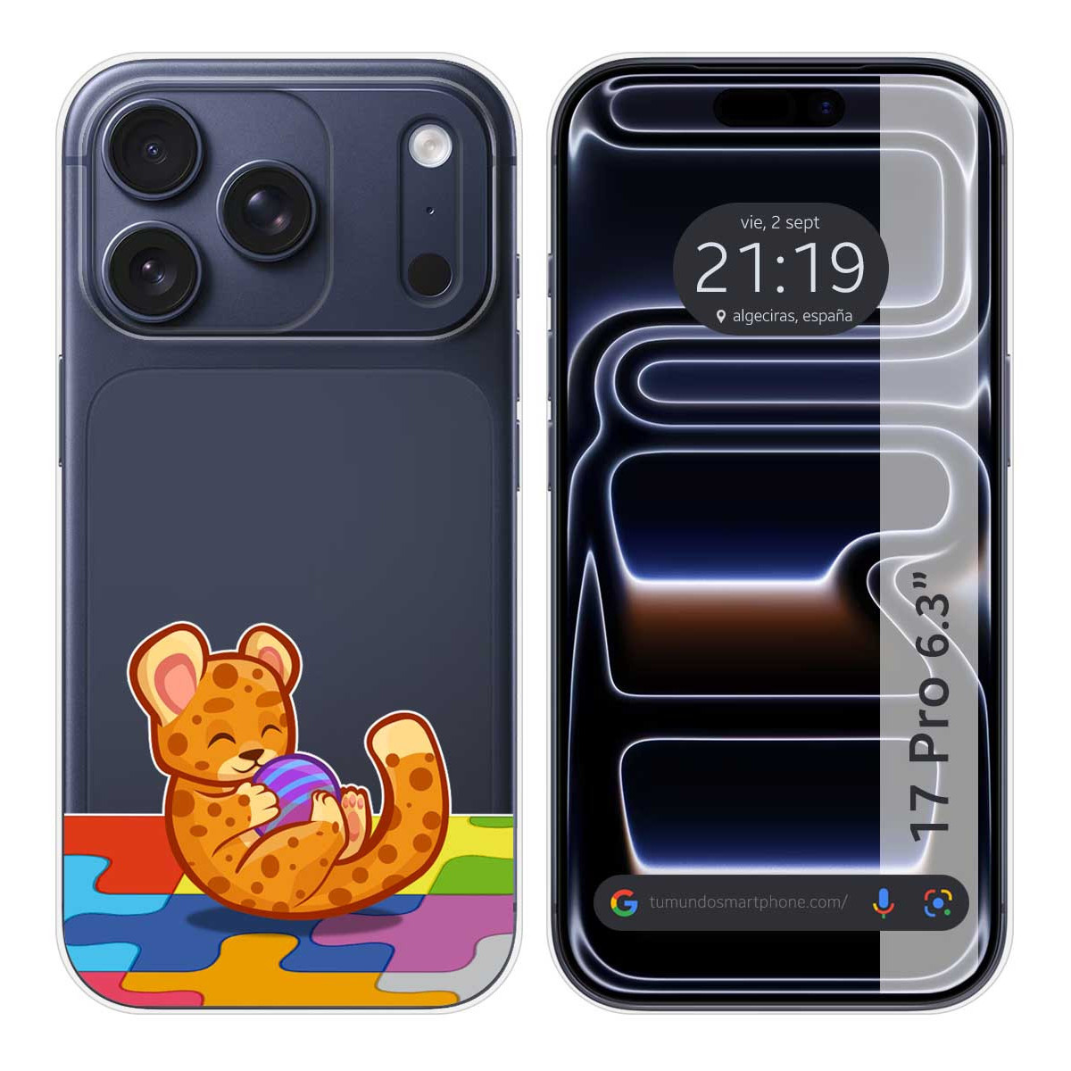Funda Silicona Transparente para Iphone 17 Pro (6.3) diseño Leopardo Dibujos