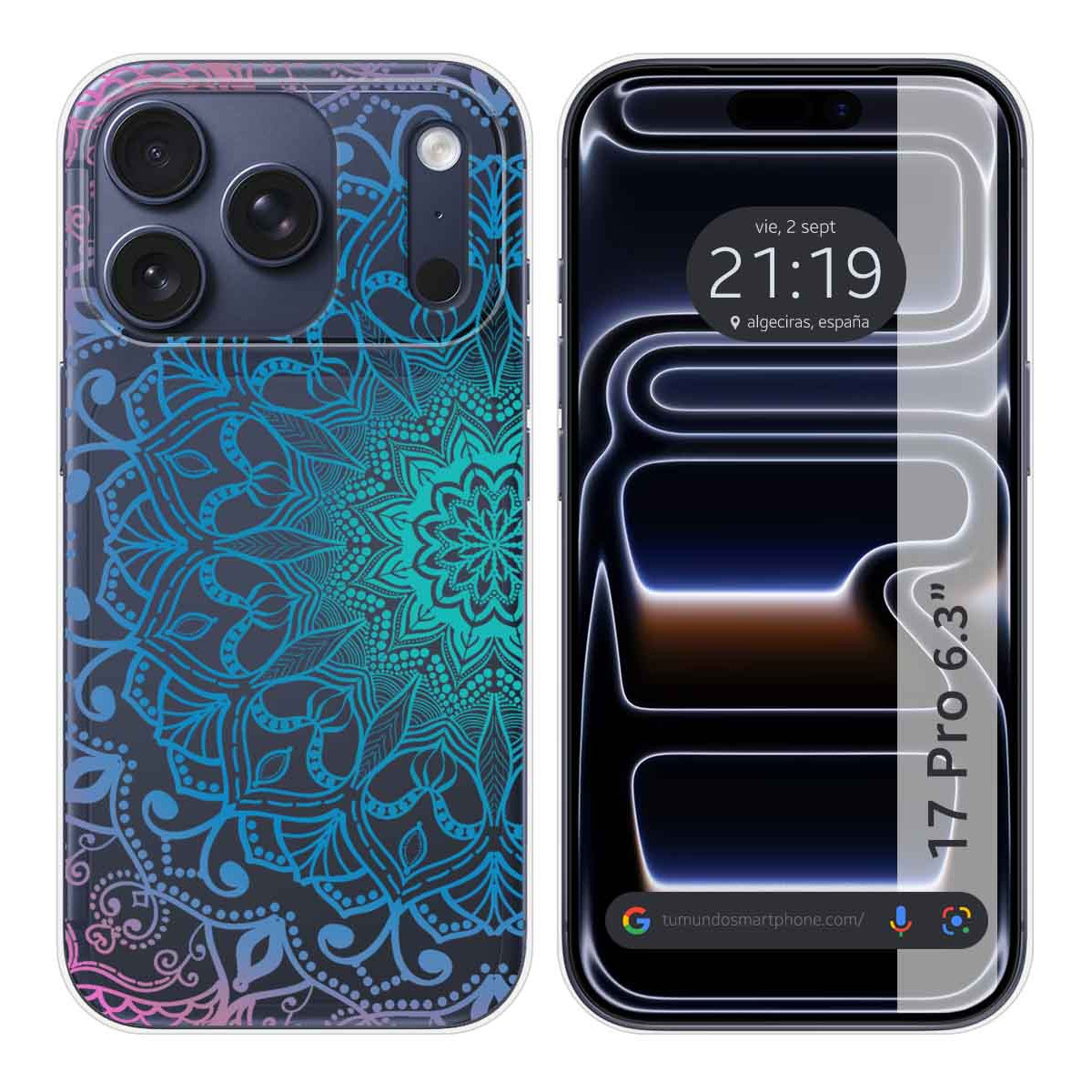 Funda Silicona Transparente para Iphone 17 Pro (6.3) diseño Mandala Dibujos