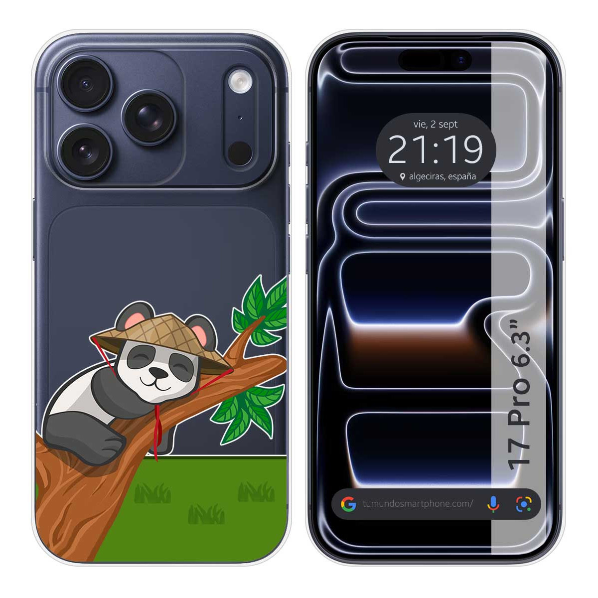 Funda Silicona Transparente para Iphone 17 Pro (6.3) diseño Panda Dibujos