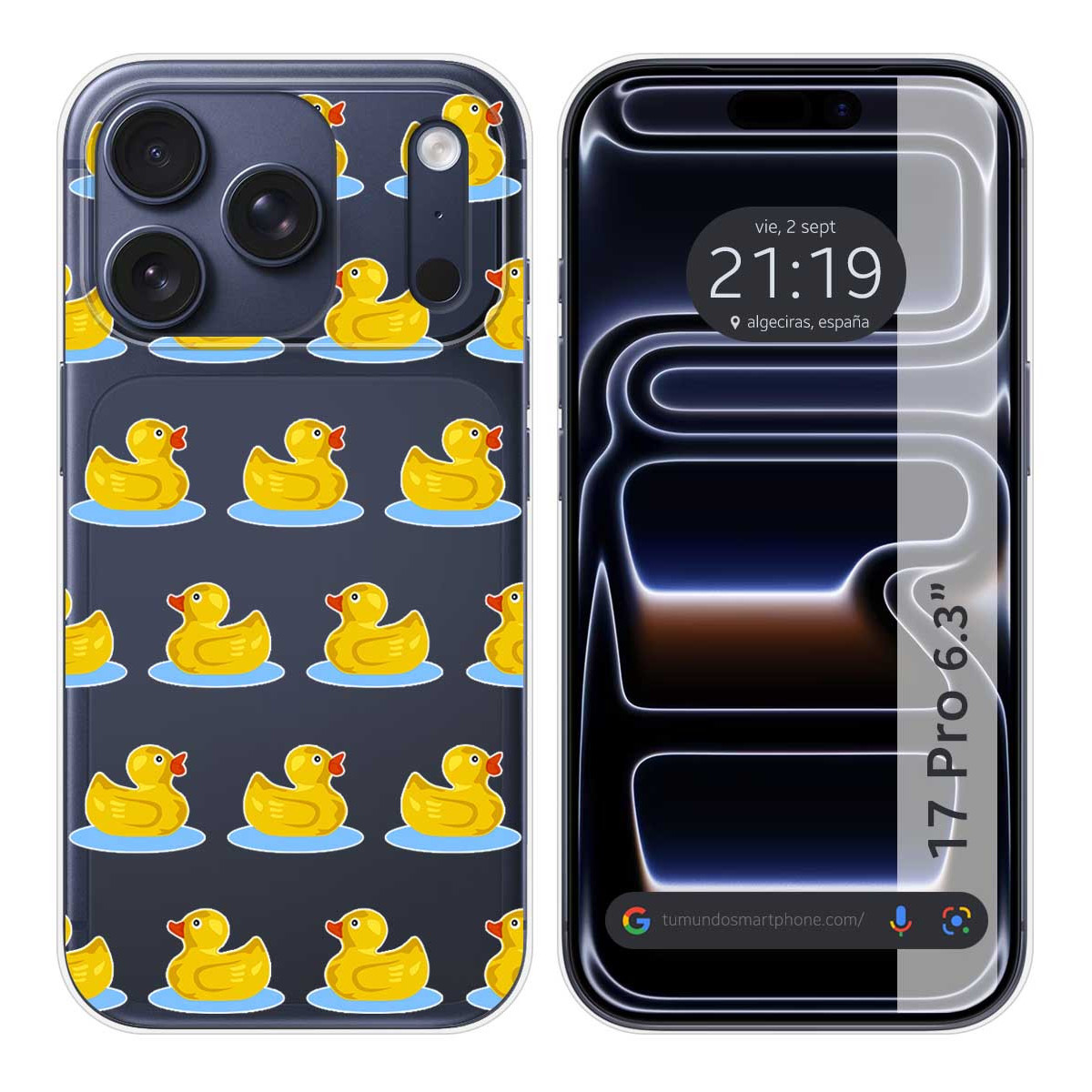 Funda Silicona Transparente para Iphone 17 Pro (6.3) diseño Pato Dibujos