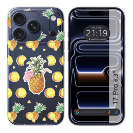 Funda Silicona Transparente para Iphone 17 Pro (6.3) diseño Piña Dibujos