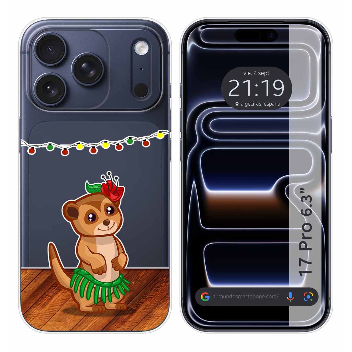 Funda Silicona Transparente para Iphone 17 Pro (6.3) diseño Suricata Dibujos