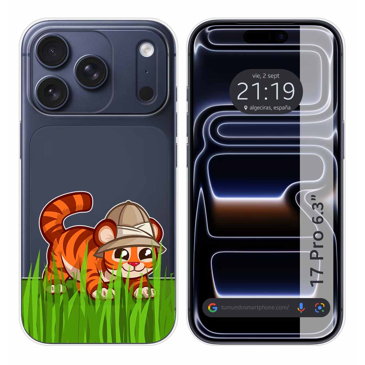 Funda Silicona Transparente para Iphone 17 Pro (6.3) diseño Tigre Dibujos
