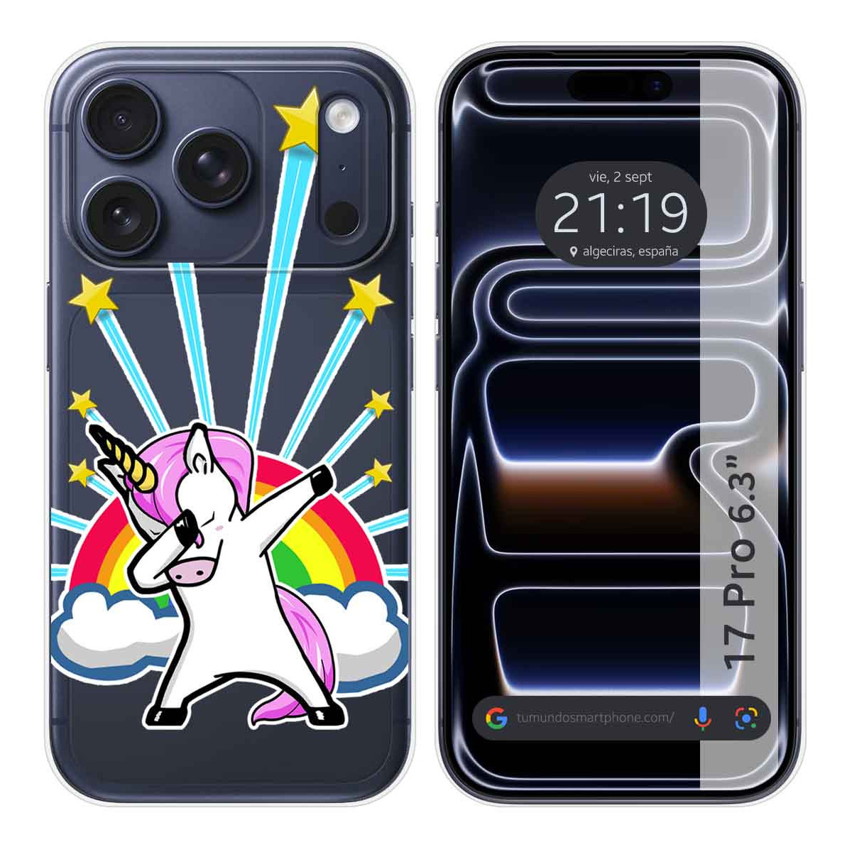 Funda Silicona Transparente para Iphone 17 Pro (6.3) diseño Unicornio Dibujos