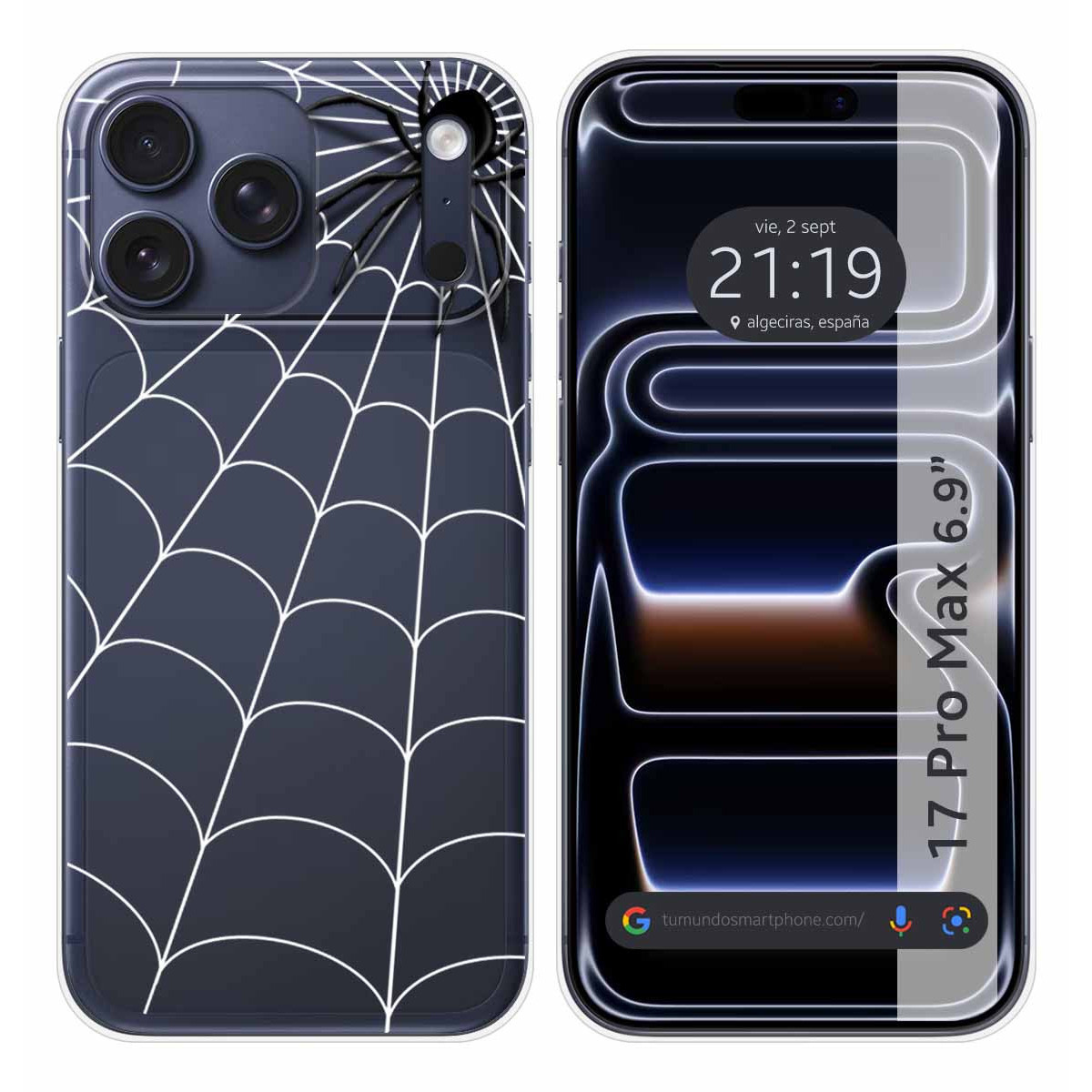 Funda Silicona Transparente para Iphone 17 Pro Max (6.9) diseño Araña Dibujos