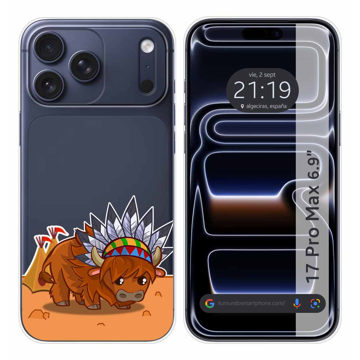 Funda Silicona Transparente para Iphone 17 Pro Max (6.9) diseño Bufalo Dibujos