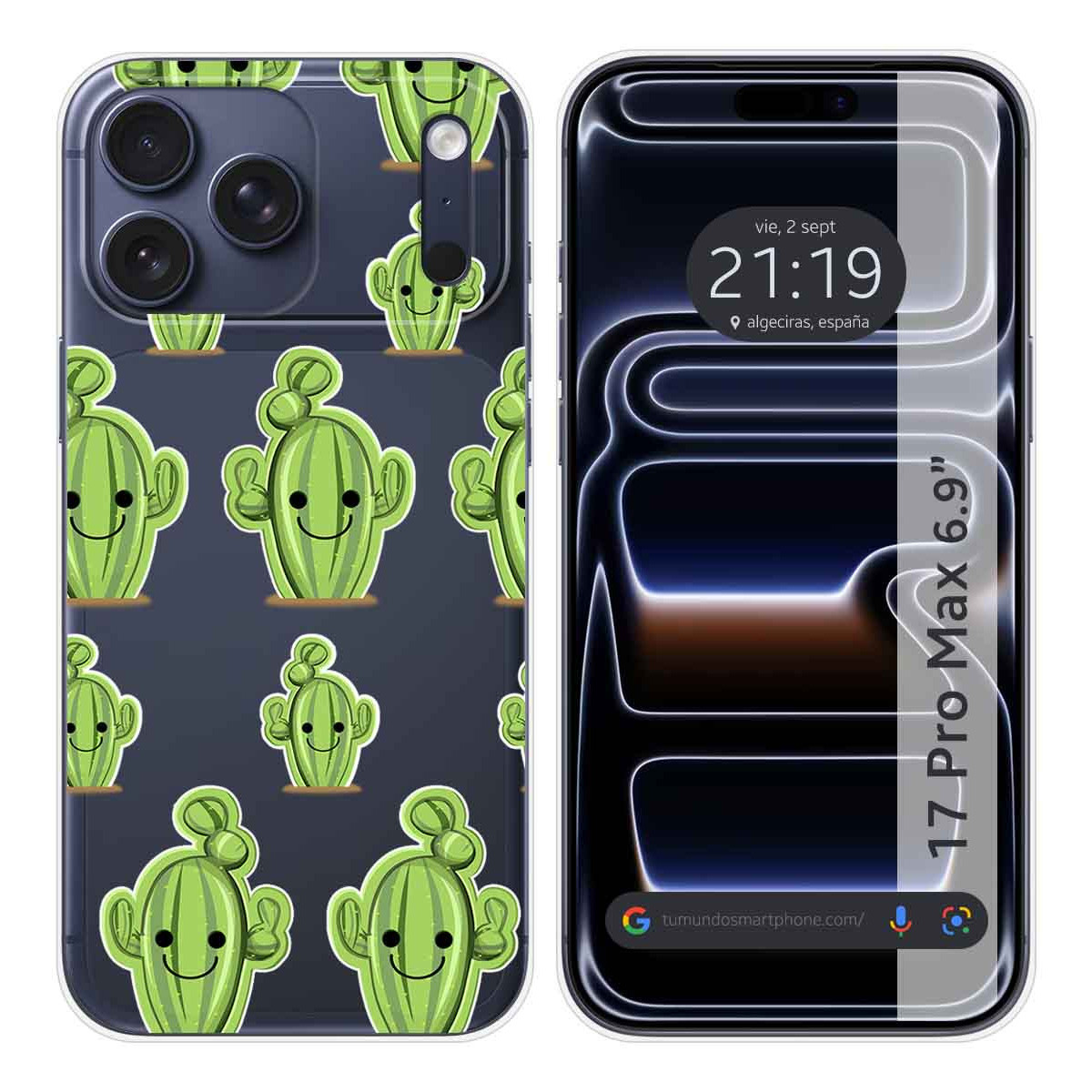Funda Silicona Transparente para Iphone 17 Pro Max (6.9) diseño Cactus Dibujos