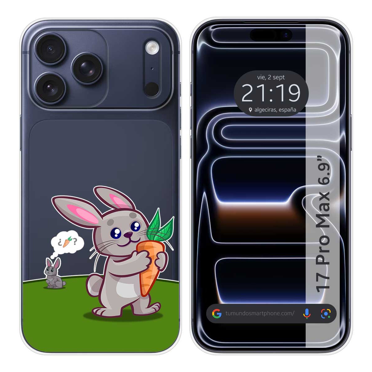 Funda Silicona Transparente para Iphone 17 Pro Max (6.9) diseño Conejo Dibujos