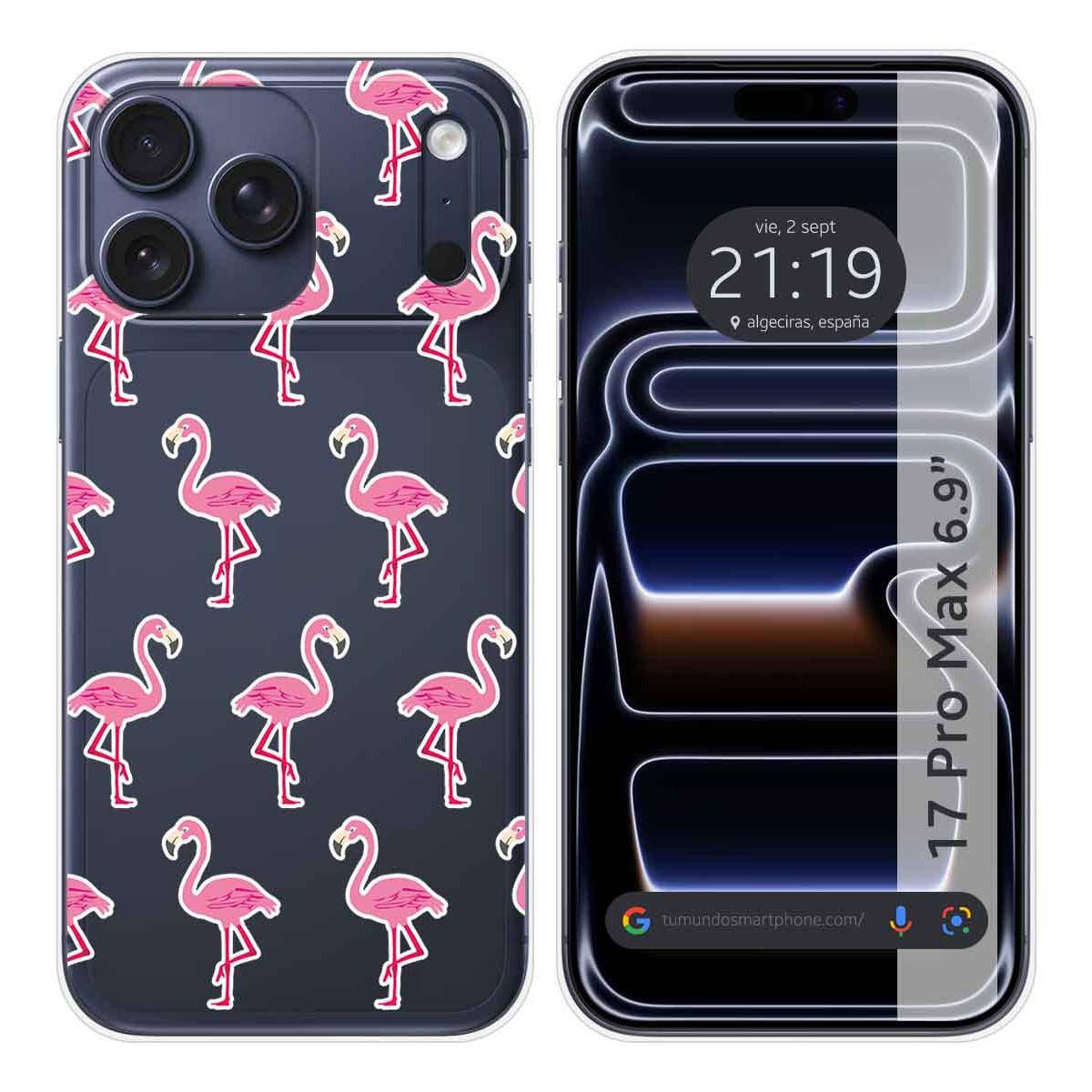 Funda Silicona Transparente para Iphone 17 Pro Max (6.9) diseño Flamenco Dibujos