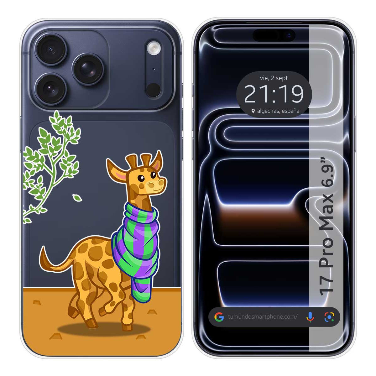 Funda Silicona Transparente para Iphone 17 Pro Max (6.9) diseño Jirafa Dibujos