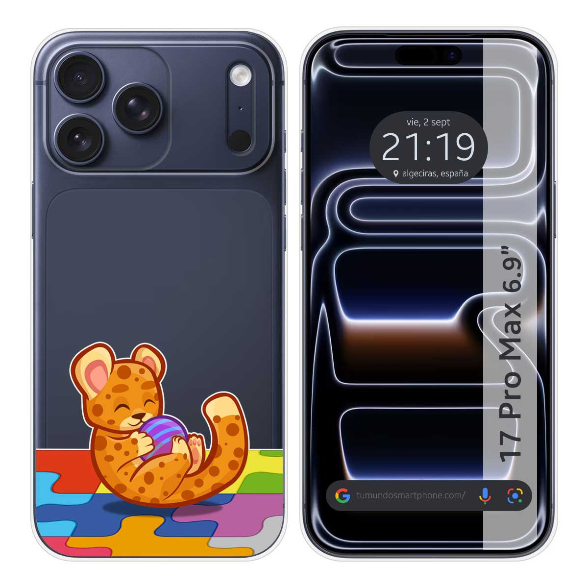 Funda Silicona Transparente para Iphone 17 Pro Max (6.9) diseño Leopardo Dibujos
