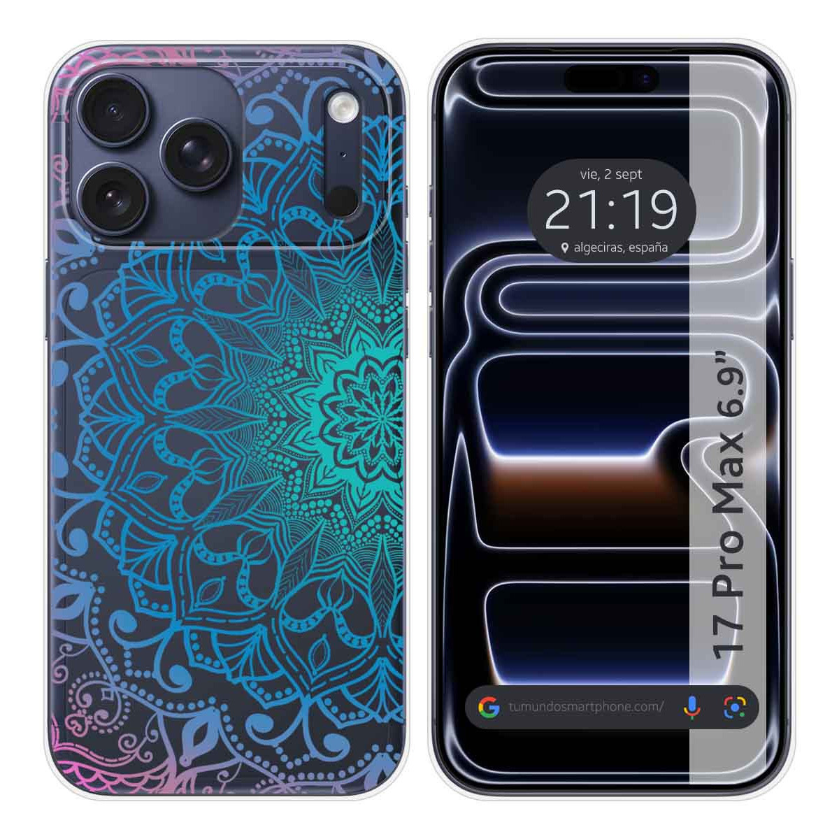Funda Silicona Transparente para Iphone 17 Pro Max (6.9) diseño Mandala Dibujos