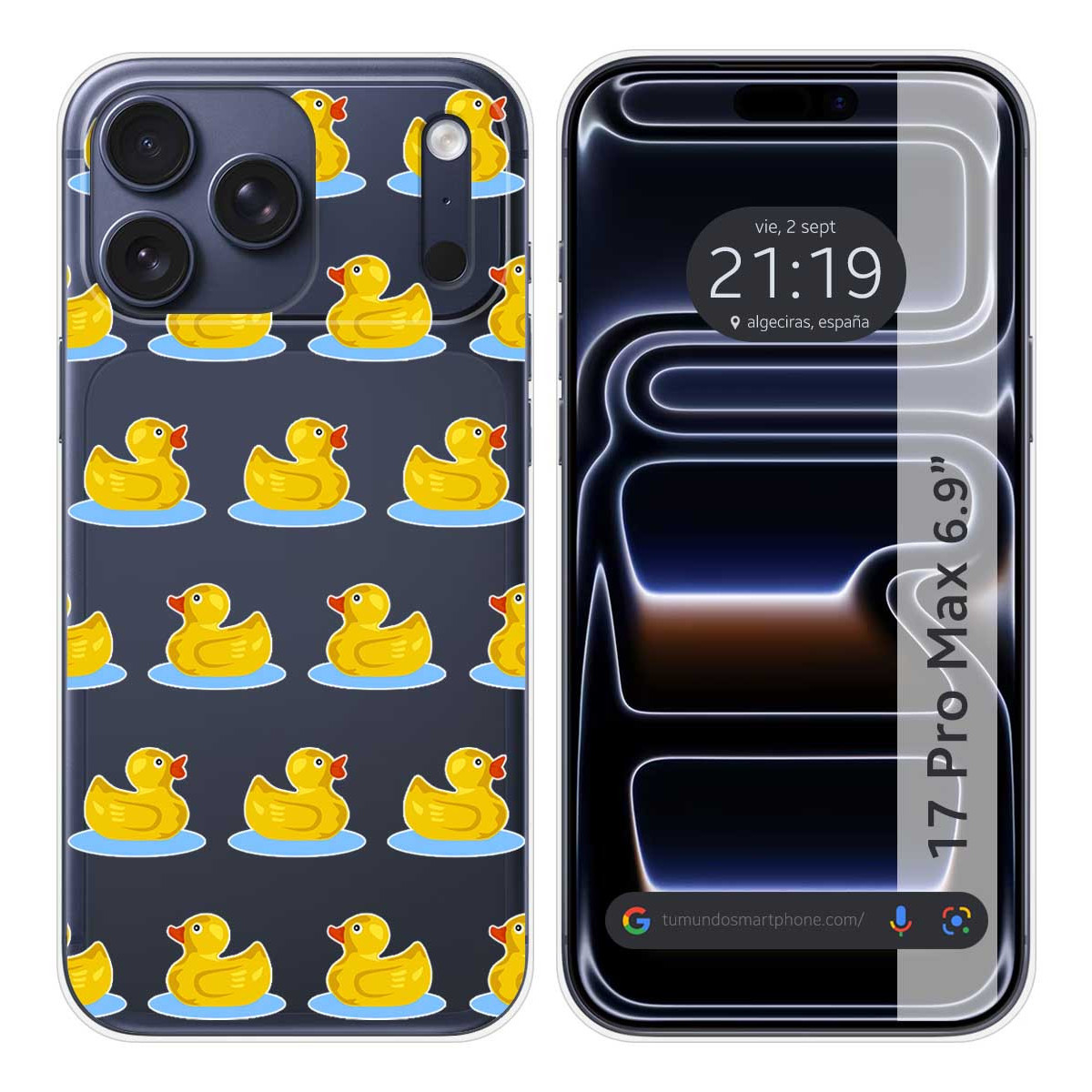 Funda Silicona Transparente para Iphone 17 Pro Max (6.9) diseño Pato Dibujos