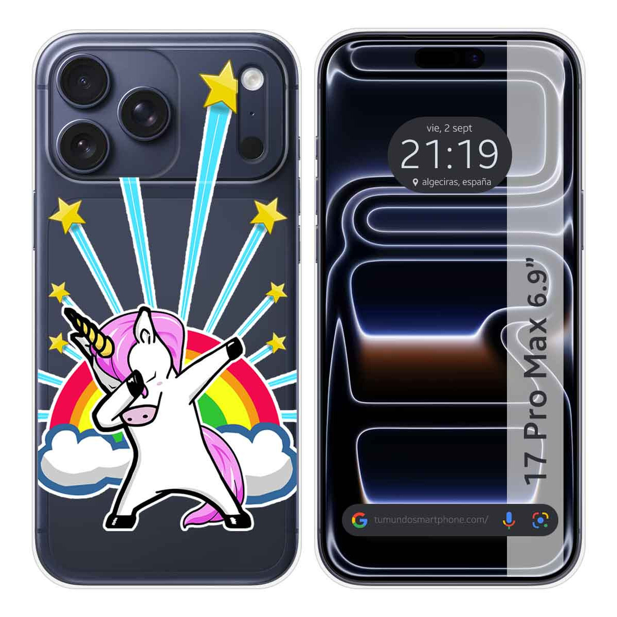 Funda Silicona Transparente para Iphone 17 Pro Max (6.9) diseño Unicornio Dibujos