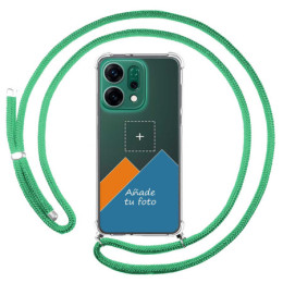 Personaliza tu Funda Colgante Transparente para Oppo Reno 14 5G con Cordon Verde Agua Dibujo Personalizada