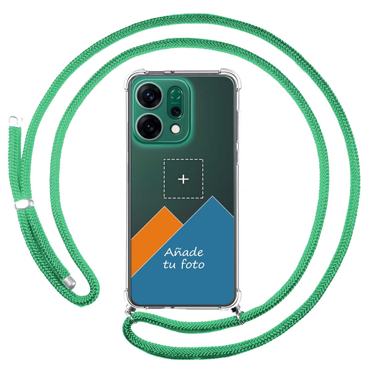 Personaliza tu Funda Colgante Transparente para Oppo Reno 14 5G con Cordon Verde Agua Dibujo Personalizada