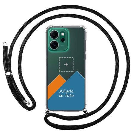 Personaliza tu Funda Colgante Transparente para Oppo Reno 14 FS / 14FS 5G con Cordon Negro Dibujo Personalizada