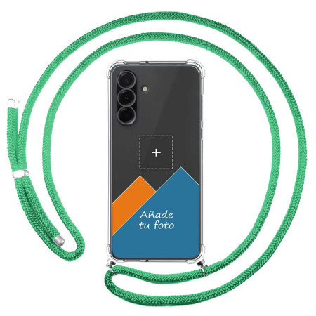 Personaliza tu Funda Colgante Transparente para Xiaomi Redmi 15 4G / 5G con Cordon Verde Agua Dibujo Personalizada