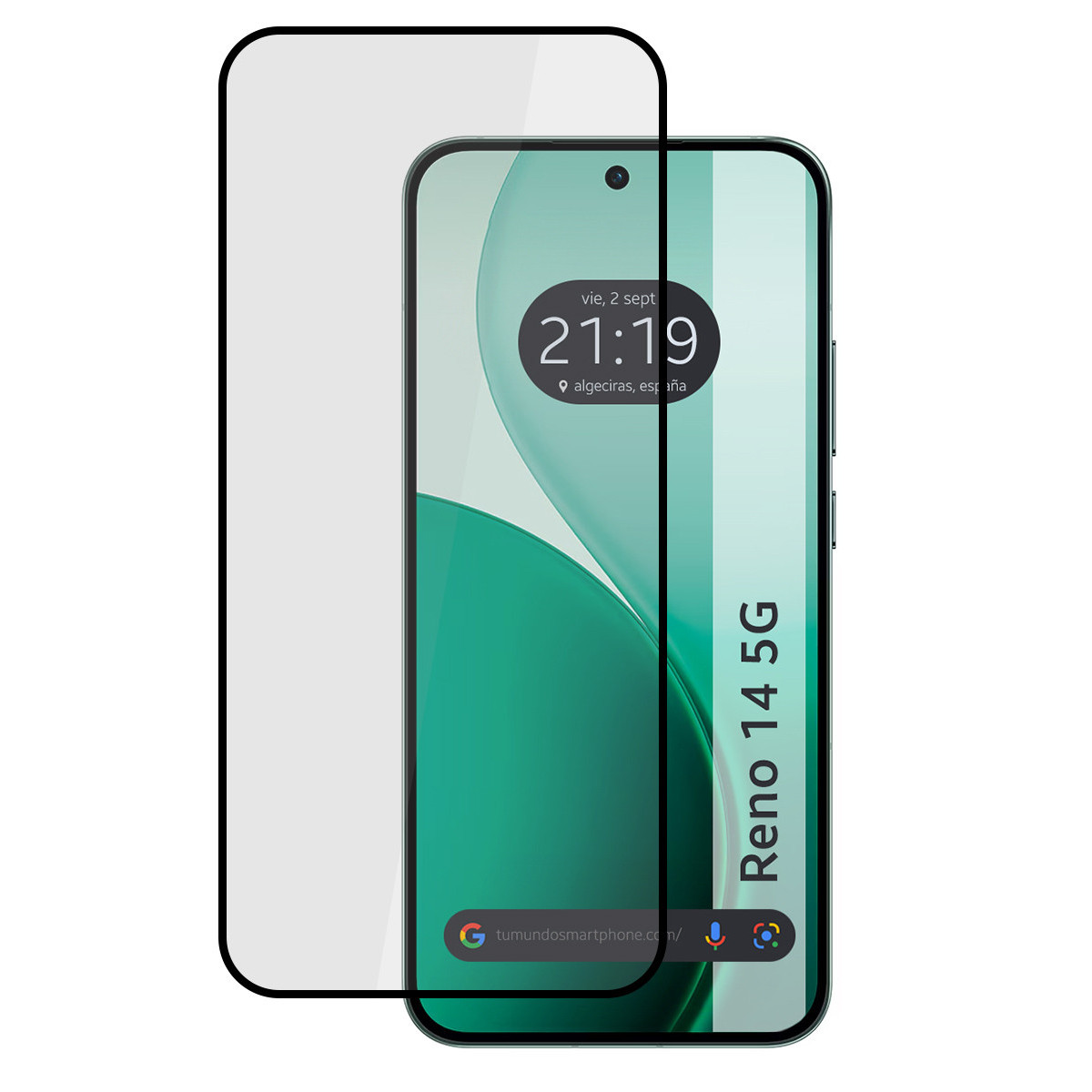 Protector Cristal Templado Completo 5D Full Glue Negro para Oppo Reno 14 5G Vidrio