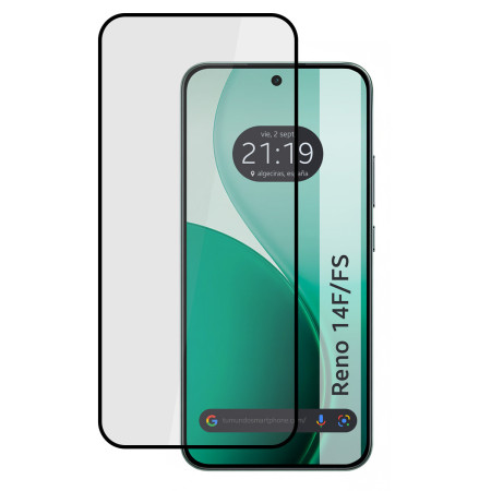 Protector Cristal Templado Completo 5D Full Glue Negro para Oppo Reno 14 F / 14F 5G Vidrio