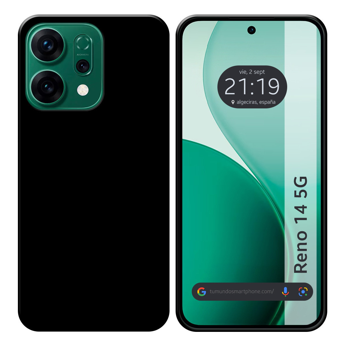 Funda Silicona Gel TPU Negra para Oppo Reno 14 5G