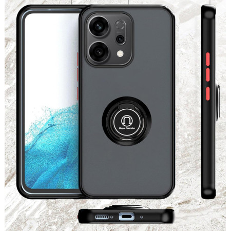 Funda Mate con Borde Negro y Anillo Giratorio 360 para Oppo Reno 14 5G