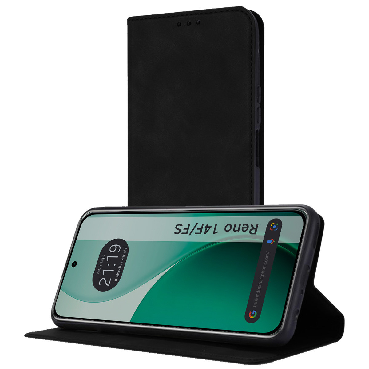 Funda Libro de Polipiel con tarjetero para Oppo Reno 14 F / 14F 5G color Negra