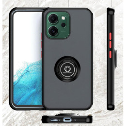 Funda Mate con Borde Negro y Anillo Giratorio 360 para Oppo Reno 14 F / 14F 5G 2
