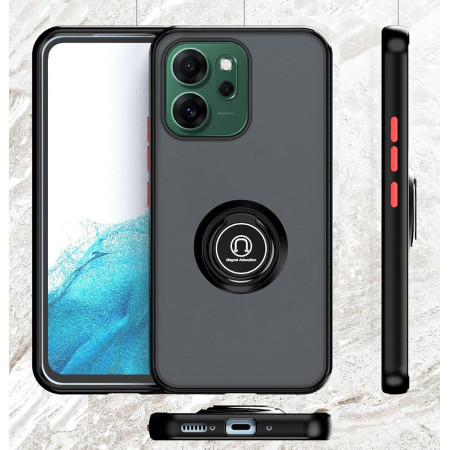 Funda Mate con Borde Negro y Anillo Giratorio 360 para Oppo Reno 14 FS / 14FS 5G