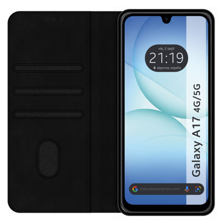 Funda Libro de Polipiel con tarjetero para Samsung Galaxy A17 4G / 5G color Negra