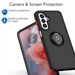 Funda Mate con Borde Negro y Anillo Giratorio 360 para Samsung Galaxy A17 4G / 5G 2