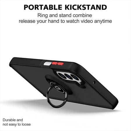Funda Mate con Borde Negro y Anillo Giratorio 360 para Samsung Galaxy A17 4G / 5G