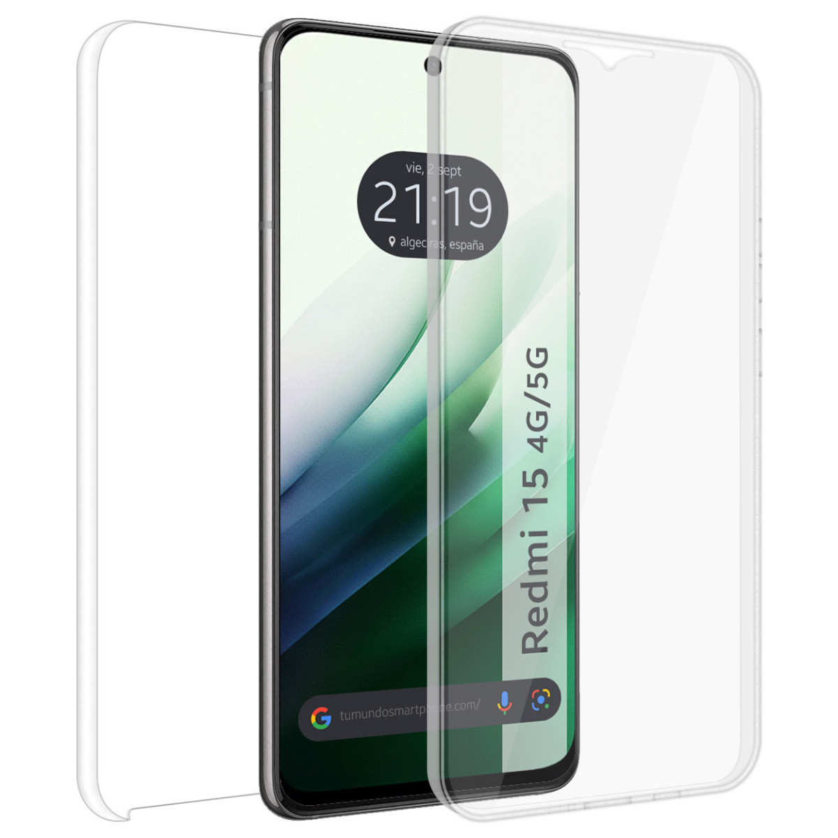 Funda Doble Transparente Pc + Tpu Full Body 360 para Xiaomi Redmi 15 4G / 5G