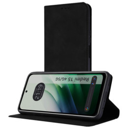 Funda Libro de Polipiel con tarjetero para Xiaomi Redmi 15 4G / 5G color Negra