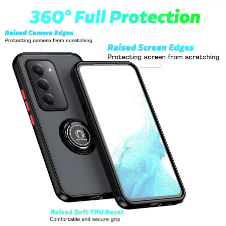 Funda Mate con Borde Negro y Anillo Giratorio 360 para Xiaomi Redmi 15 4G / 5G
