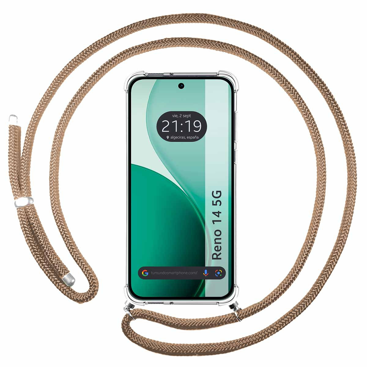 Funda Colgante Transparente para Oppo Reno 14 5G con Cordon Camel
