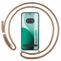 Funda Colgante Transparente para Oppo Reno 14 F / 14F 5G con Cordon Camel