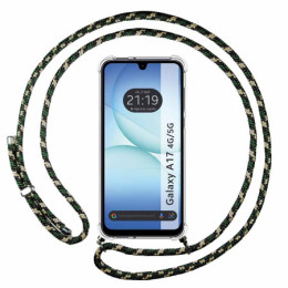 Funda Colgante Transparente para Samsung Galaxy A17 4G / 5G con Cordon Verde / Dorado