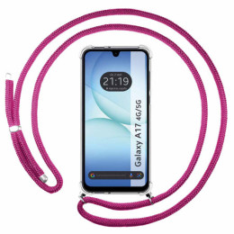Funda Colgante Transparente para Samsung Galaxy A17 4G / 5G con Cordon Rosa Fucsia