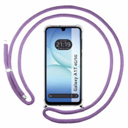 Funda Colgante Transparente para Samsung Galaxy A17 4G / 5G con Cordon Morado