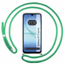 Funda Colgante Transparente para Samsung Galaxy A17 4G / 5G con Cordon Verde Agua