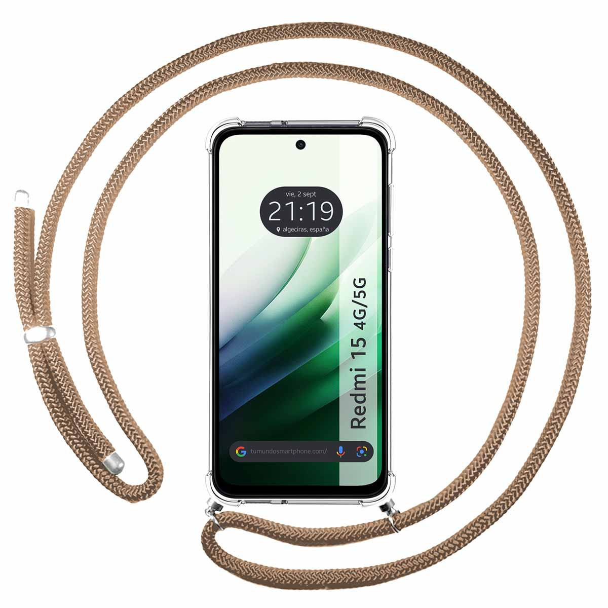 Funda Colgante Transparente para Xiaomi Redmi 15 4G / 5G con Cordon Camel