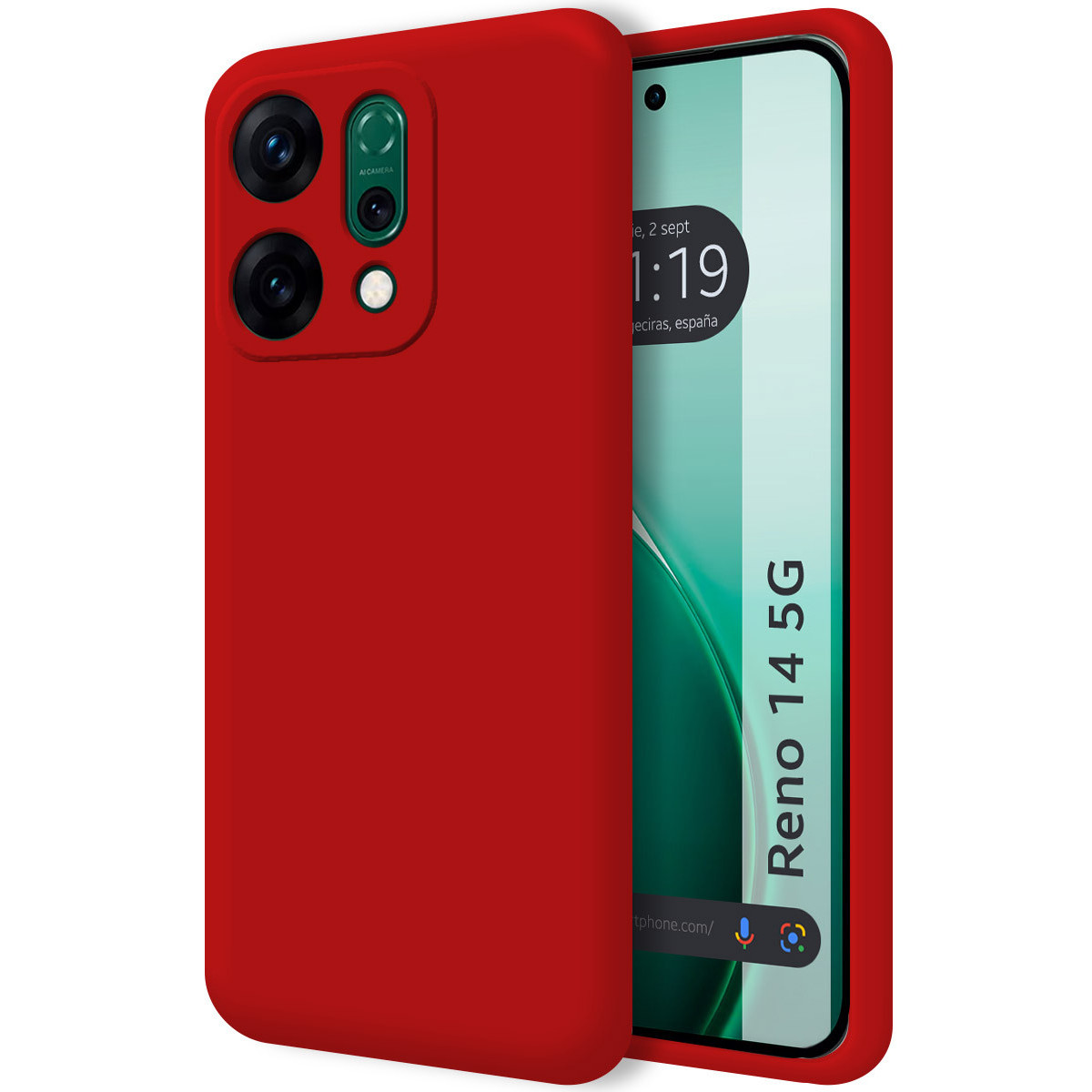 Funda Silicona Líquida Ultra Suave para Oppo Reno 14 5G color Roja