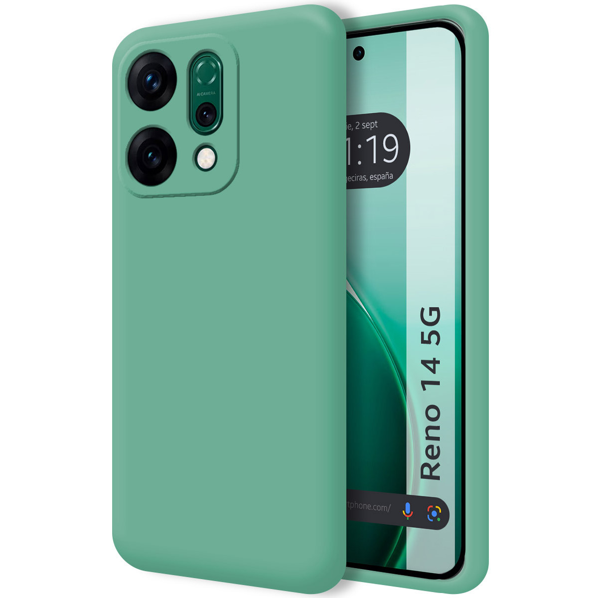 Funda Silicona Líquida Ultra Suave para Oppo Reno 14 5G color Verde