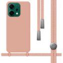 Funda Silicona Líquida con Cordón para Oppo Reno 14 5G color Rosa