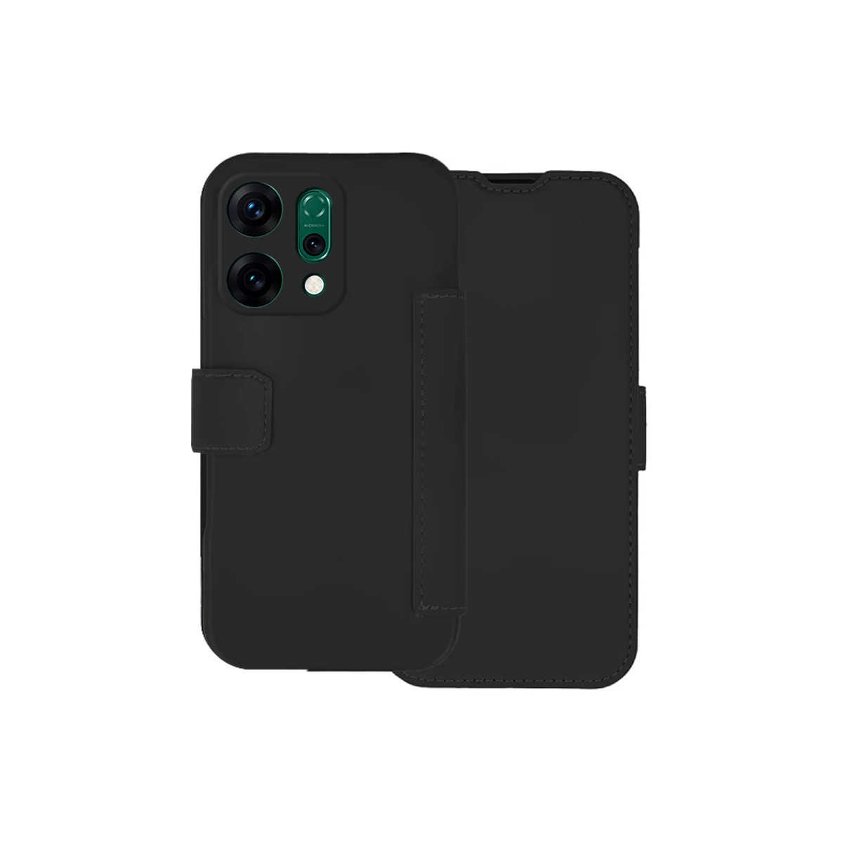 Funda Silicona Suave con Tapa para Oppo Reno 14 5G color Negra